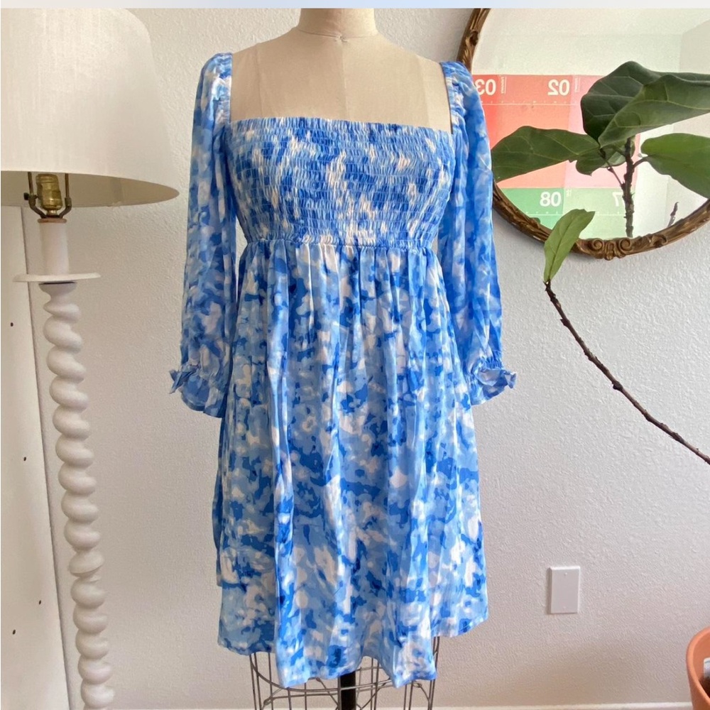 NWT Faithfull the Brand mini dress | smocked elastic puff sleeve dress size 6
